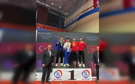 Bursa Büyükşehir Belediyesporlu Karateci Enes Sad Beşbadem Balkan Üçüncüsü Olarak Bronz Madalya Kazandı