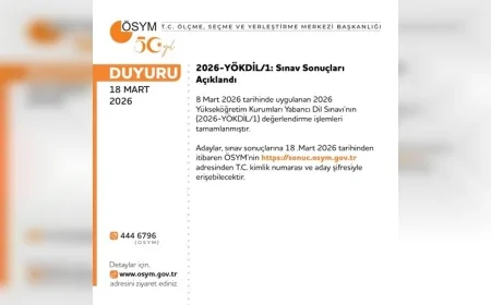 ÖSYM Başkanlığı 2026-YÖKDİL/1 Sınav Sonuçlarının Açıklandığını Duyurdu