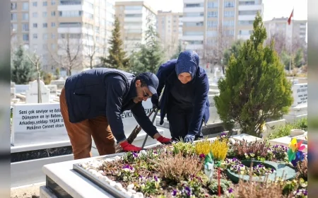 ETİMESGUT BELEDİYESİNDEN BAYRAM ÖNCESİ MEZARLIKLARDA KAPSAMLI TEMİZLİK VE BAKIM ÇALIŞMASI
