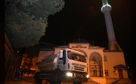 Giresun Belediyesi bayram öncesi cami avlularında temizlik çalışmalarını hızlandırdı