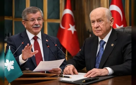 Gelecek Partisi Genel Başkanı Ahmet Davutoğlu ile MHP Genel Başkanı Devlet Bahçeli arasında Gazze kitabı ve imza kampanyası görüşmesi
