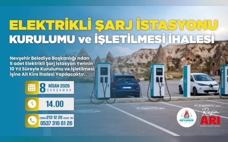 Nevşehir Belediyesi 5 Noktada Elektrikli Araç Şarj İstasyonu Kurulumu İçin 10 Yıllık Kira İhalesine Çıkıyor