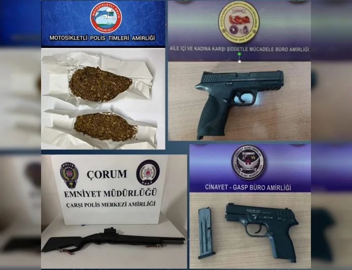 Çorum’da Bir Haftalık Asayiş Uygulamalarında 3 Bin 281 Kişi Sorgulandı, Silah ve Uyuşturucu Ele Geçirildi