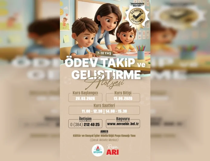 Nevşehir Belediyesi 7-10 Yaş Grubuna Ödev Takip ve Geliştirme Atölyesi Başlatıyor