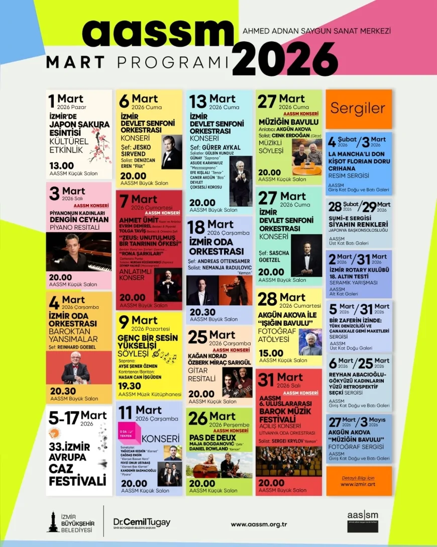 İZMİR BÜYÜKŞEHİR BELEDİYESİ MART AYINDA AASSM’DE KONSERDEN FESTİVALE SANAT DOLU PROGRAMLA BAHARI KARŞILIYOR