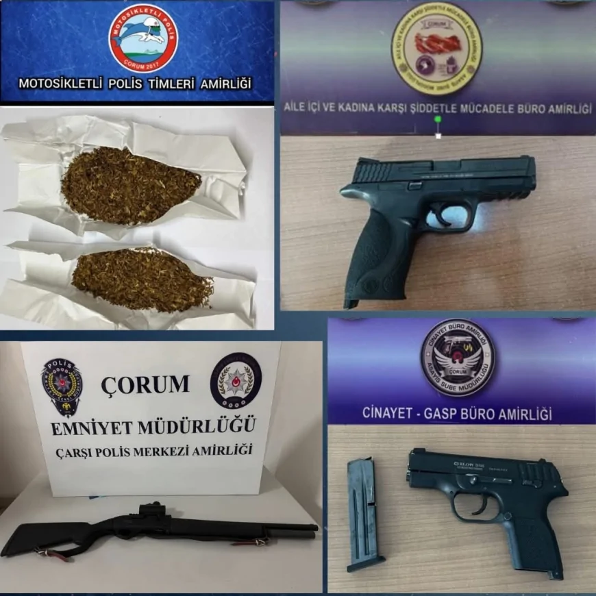 Çorum’da Bir Haftalık Asayiş Uygulamalarında 3 Bin 281 Kişi Sorgulandı, Silah ve Uyuşturucu Ele Geçirildi