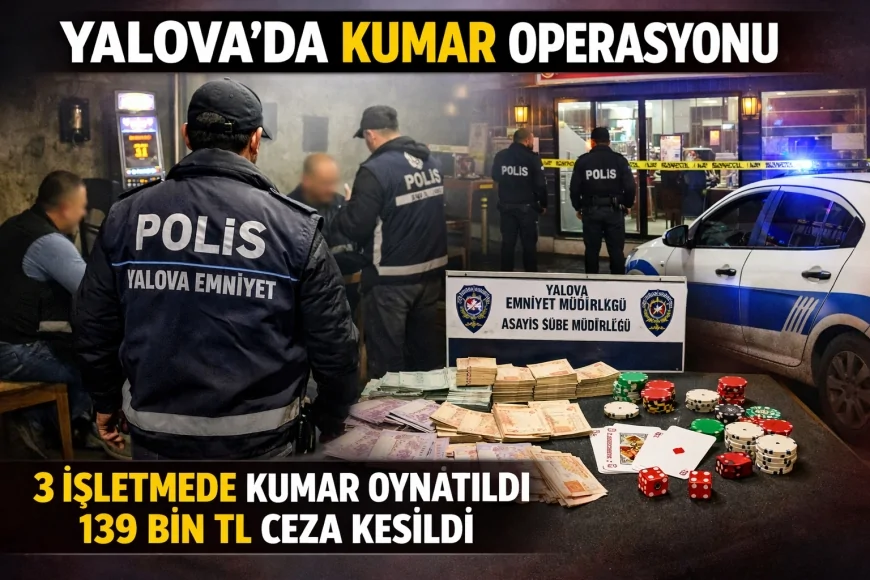 Yalova’da Kumar Denetimi: 36 İşletme Kontrol Edildi, 3 İşletmede Kumar Tespit Edildi