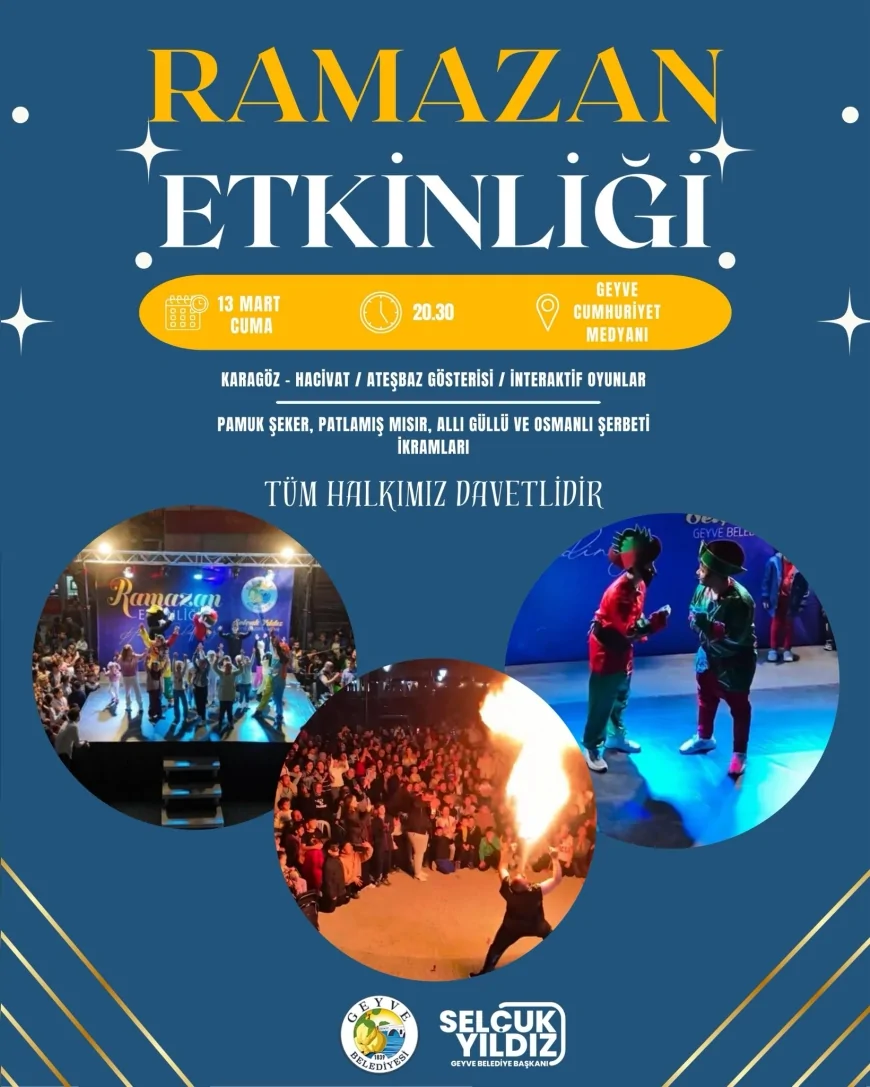 GEYVE’DE RAMAZAN COŞKUSU CUMHURİYET MEYDANI’NDA DÜZENLENECEK ETKİNLİKLERLE YAŞANACAK