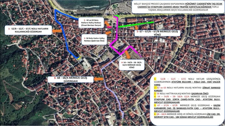 ORDU BÜYÜKŞEHİR BELEDİYESİ DUYURDU HÜKÜMET CADDESİ GEÇİCİ OLARAK TRAFİĞE KAPATILIYOR GÜZERGAHLAR YENİDEN BELİRLENDİ