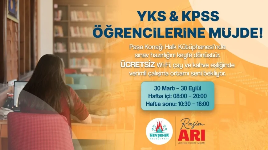 Nevşehir Belediyesi Paşa Konağı Halk Kütüphanesi YKS ve KPSS Hazırlıkları İçin Sınav Kampına Dönüşüyor