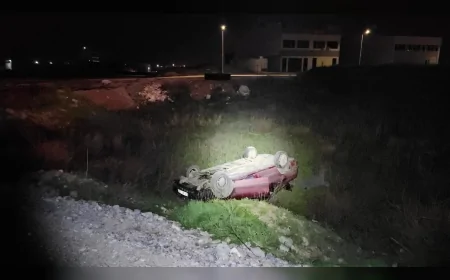 Çorum’da Şarampole Devrilen Otomobilin İçindekiler Aracı Bırakarak Kaçtı