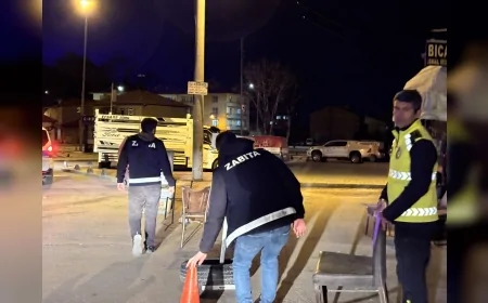 Çorum Belediyesi Gece Denetimlerinde Kaldırım ve Yol İşgallerine Müdahale Etti