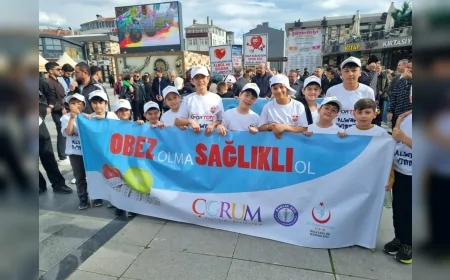 Çorum’da Dünya Sağlık Günü yürüyüşü yüzlerce kişiyi buluşturdu obeziteye karşı hareketli yaşam çağrısı yapıldı