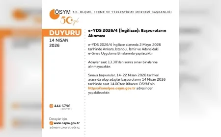 ÖSYM e-YDS 2026/4 İngilizce sınavı için başvuru sürecini başlattı