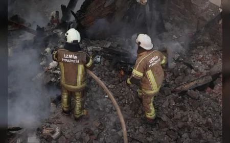 İzmir Konak’ta Metruk Binada Çıkan Yangın Çevreye Sıçramadan Kontrol Altına Alındı