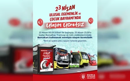 BURSA BÜYÜKŞEHİR BELEDİYESİ 23 NİSAN’DA TOPLU ULAŞIMI GÜN BOYU ÜCRETSİZ YAPACAK