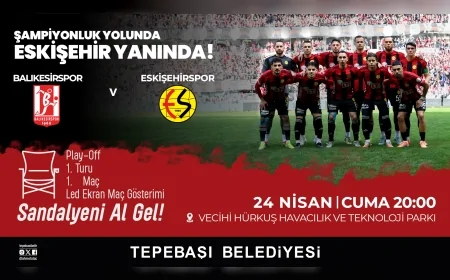 Eskişehir Tepebaşı Belediyesi Balıkesirspor Maçı İçin Dev Ekran Kurarak Taraftarı Tek Yürek Olmaya Çağırdı