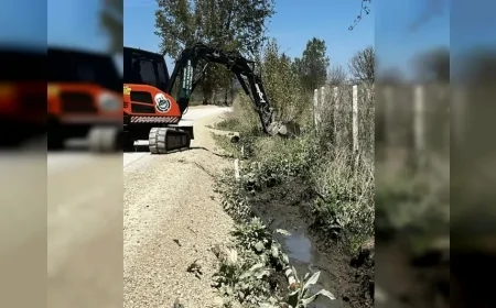 Bursa İnegöl’de Cerrah Mahallesi’nde 5 Kilometrelik Sulama Kanalı Temizlendi