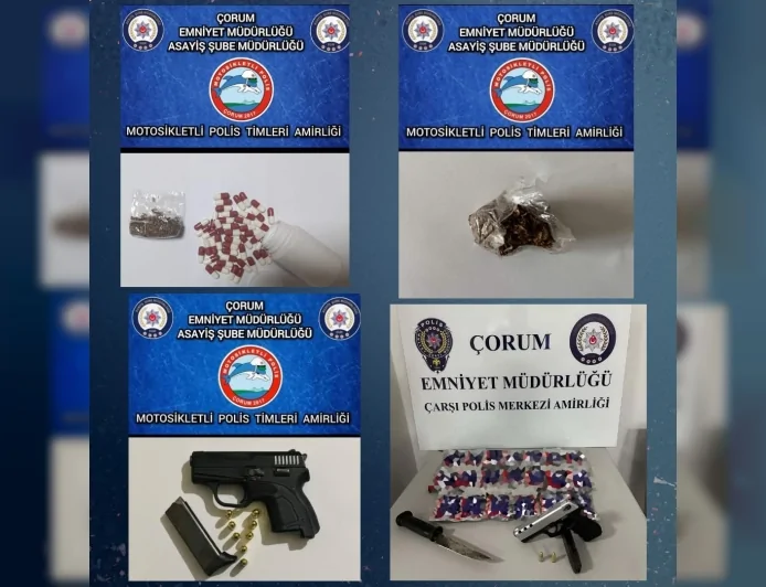 Çorum Emniyet Müdürlüğü bir haftalık asayiş bilançosunu açıkladı 3 bin 171 kişi sorgulandı silah ve uyuşturucu ele geçirildi