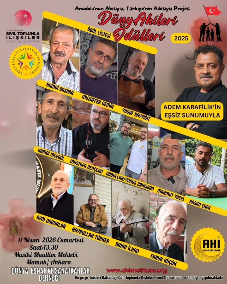 ANKARA’DA DÜNYA AHİLERİ BULUŞMASI 11 NİSAN’DA ÖDÜLLER SAHİPLERİNİ BULUYOR