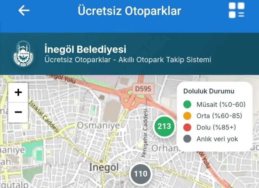 İnegöl Belediyesi “Senin Belediyen” uygulamasını yeniledi ücretsiz otopark doluluğu anlık takip edilecek