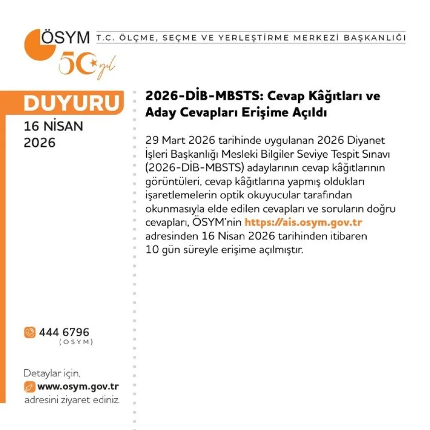 ÖSYM 2026 Sınav Takviminde Kritik Gelişmeler DİB-MBSTS Sonuçları Açıklandı e-YDS ve DUS Belgeleri Erişime Açıldı