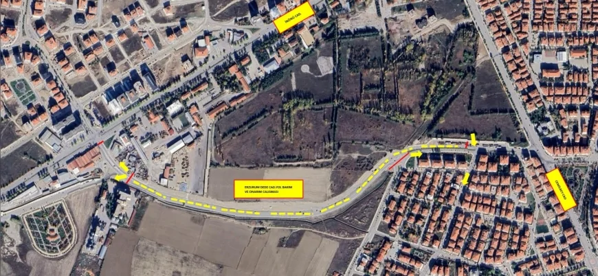 Çorum Belediyesi Erzurum Dede Caddesi’ni yol çalışması nedeniyle trafiğe kapatıyor