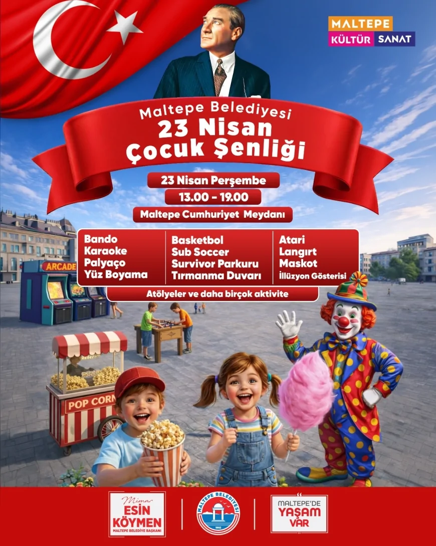 Maltepe Belediyesi 23 Nisan’da Cumhuriyet Meydanı’nı çocuklar için şenlik alanına dönüştürüyor