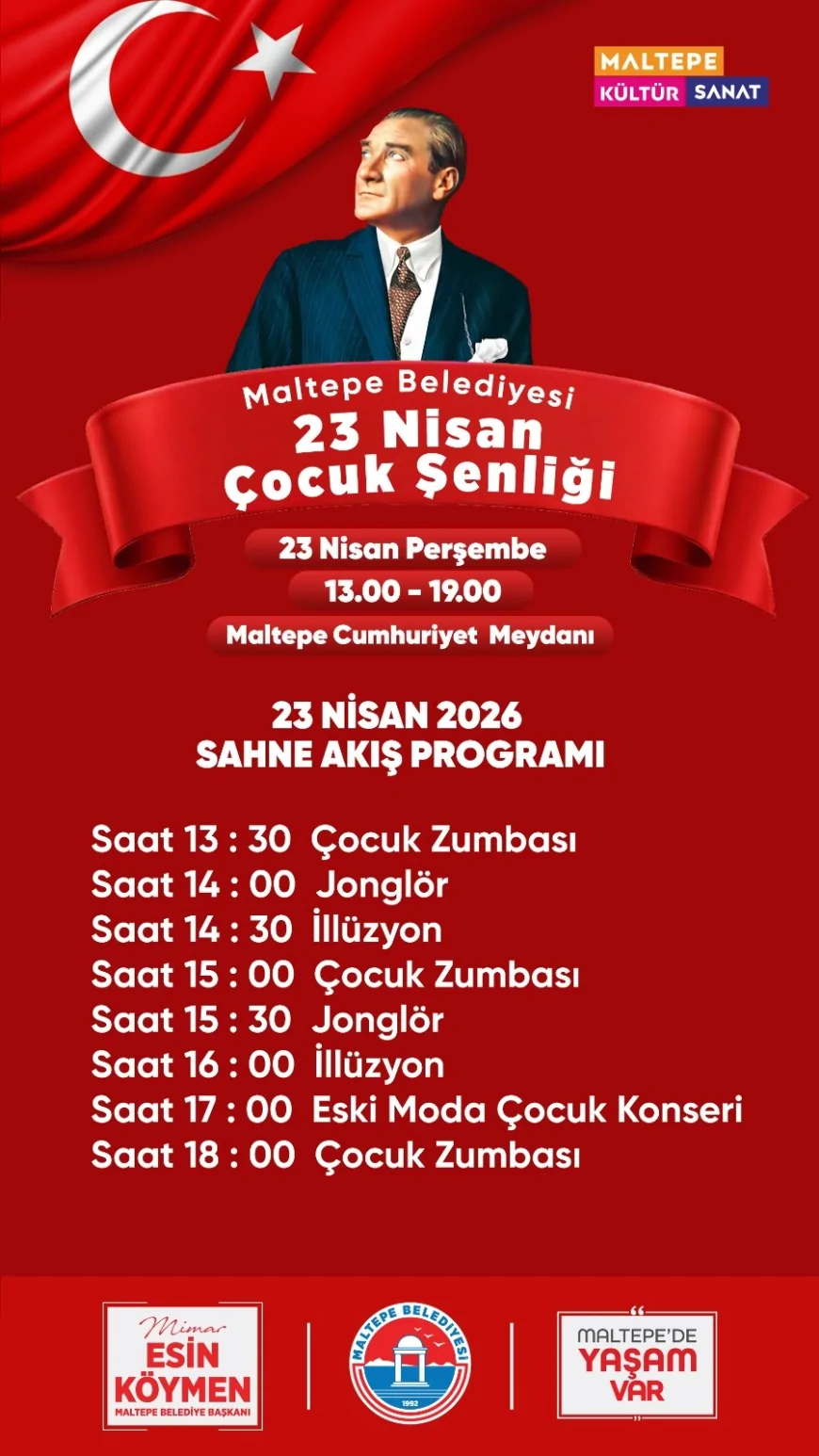MALTEPE’DE 23 NİSAN ULUSAL EGEMENLİK VE ÇOCUK BAYRAMI ŞENLİKLE KUTLANACAK
