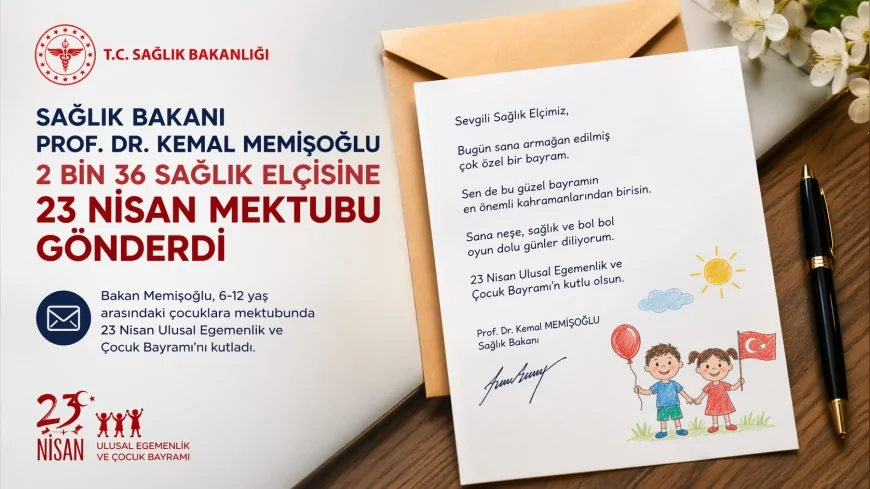 SAĞLIK BAKANI PROF. DR. KEMAL MEMİŞOĞLU 2 BİN 36 SAĞLIK ELÇİSİNE 23 NİSAN MEKTUBU GÖNDERDİ