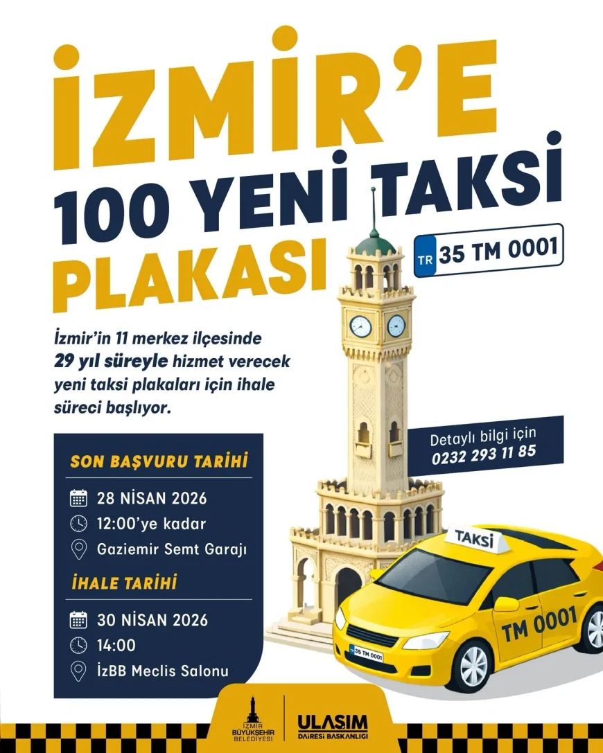 İzmir Büyükşehir Belediyesi 11 İlçede 100 Taksi Plakası İhalesi İçin Sürecin Devam Ettiğini Açıkladı