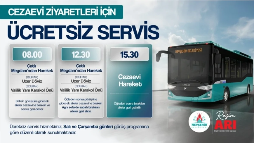 Nevşehir Belediyesinden Cezaevi Ziyaretleri için Ücretsiz Servis Uygulaması Başladı