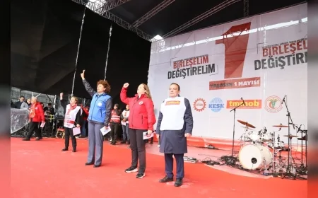 KESK Eş Genel Başkanı Ayfer Koçak: “Bu düzeni biz değiştireceğiz” ortak 1 Mayıs manifestosu alanlarda okundu