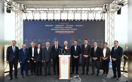 Ulaştırma ve Altyapı Bakanı Abdulkadir Uraloğlu Mersin’de Çeşmeli-Kızkalesi Otoyolu şantiyesini inceledi