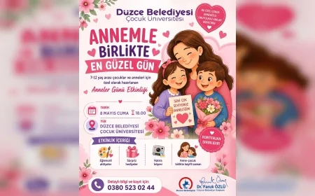 Düzce Belediyesi Çocuk Üniversitesi’nde Anneler Günü İçin “Annemle Birlikte En Güzel Gün” Etkinliği Düzenlenecek
