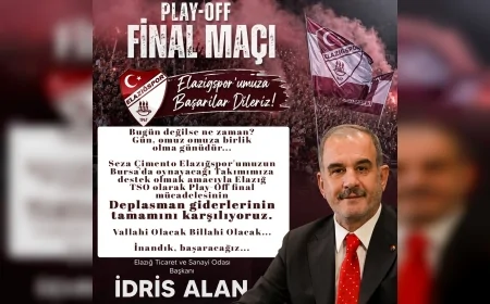 Elazığ TSO Başkanı İdris Alan: “Seza Çimento Elazığspor’un Bursa deplasman giderlerinin tamamını karşılıyoruz”
