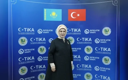 CUMHURBAŞKANI ERDOĞAN’IN EŞİ EMİNE ERDOĞAN KAZAKİSTAN’DA ULUSLARARASI SIFIR ATIK EĞİTİM LABORATUVARI’NIN AÇILIŞINI YAPTI