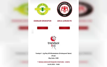 Trendyol 1. Lig finalinde Esenler Erokspor ile Arca Çorum FK 24 Mayıs’ta Konya’da karşı karşıya gelecek