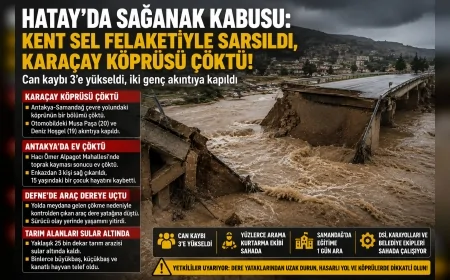 Hatay’da sağanak sonrası sel felaketi büyüdü, Karaçay Köprüsü çöktü, can kaybı 3’e yükseldi