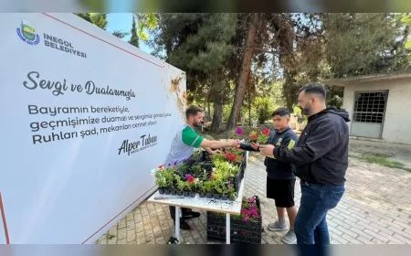 İnegöl Belediyesi Kurban Bayramı Arifesinde 10 Mezarlıkta 6 Bin Çiçek Dağıttı