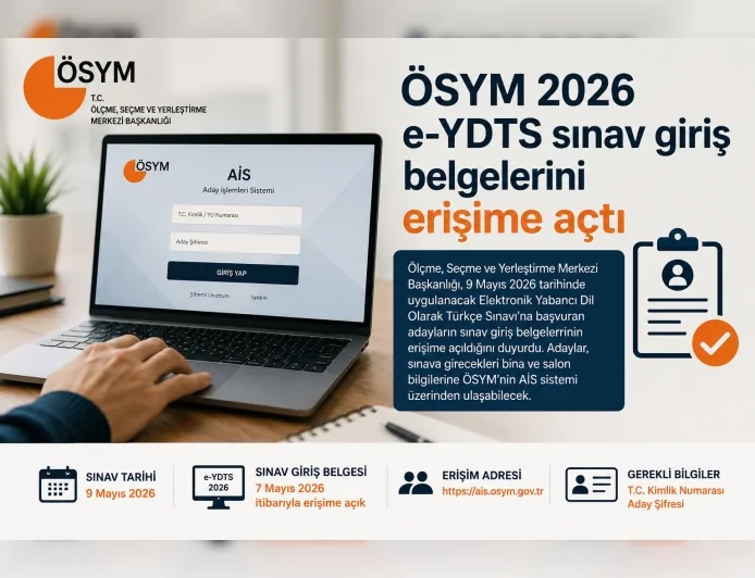 ÖSYM 2026 e-YDTS sınav giriş belgelerini erişime açtı