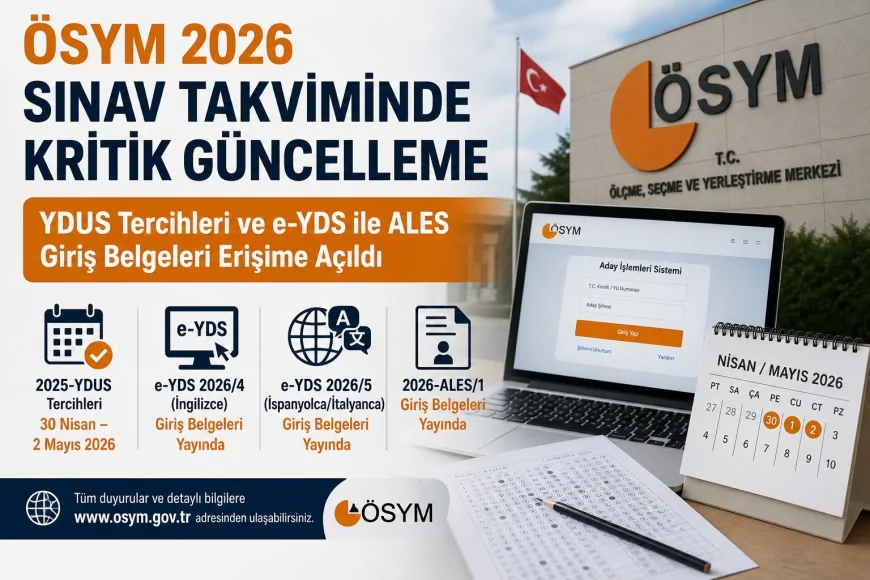 ÖSYM 2026 Sınav Takviminde Kritik Güncelleme YDUS Tercihleri ve e-YDS ile ALES Giriş Belgeleri Erişime Açıldı