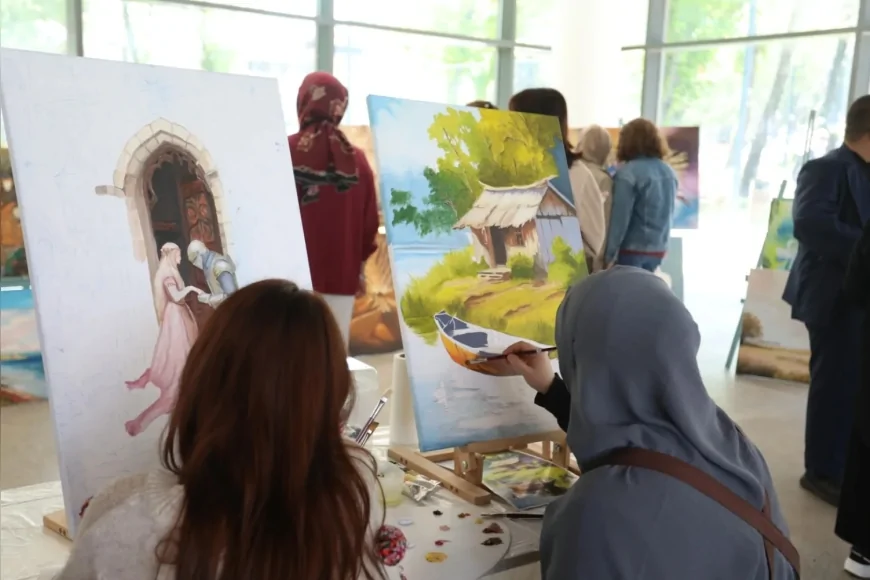 İnegöl Belediyesi İNESMEK Yağlı Boya Resim Kursu Sergisinde 61 Eser Sanatseverlerle Buluştu