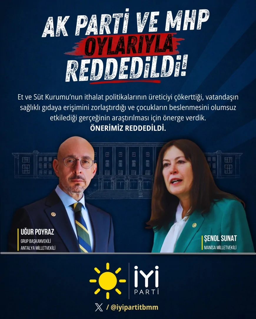 İYİ Parti’nin Et ve Süt Kurumu politikalarına ilişkin Meclis araştırması önergesi TBMM’de reddedildi