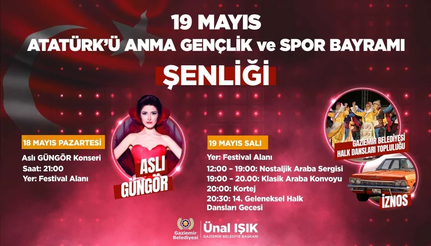 Gaziemir Belediyesi 19 Mayıs coşkusunu konser, kortej ve halk danslarıyla iki güne yayacak!