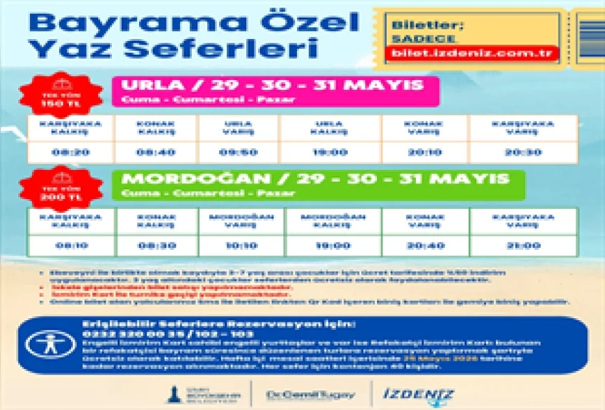 İzmir Büyükşehir Belediyesi bayramda Urla ve Mordoğan gemi seferlerini başlatıyor