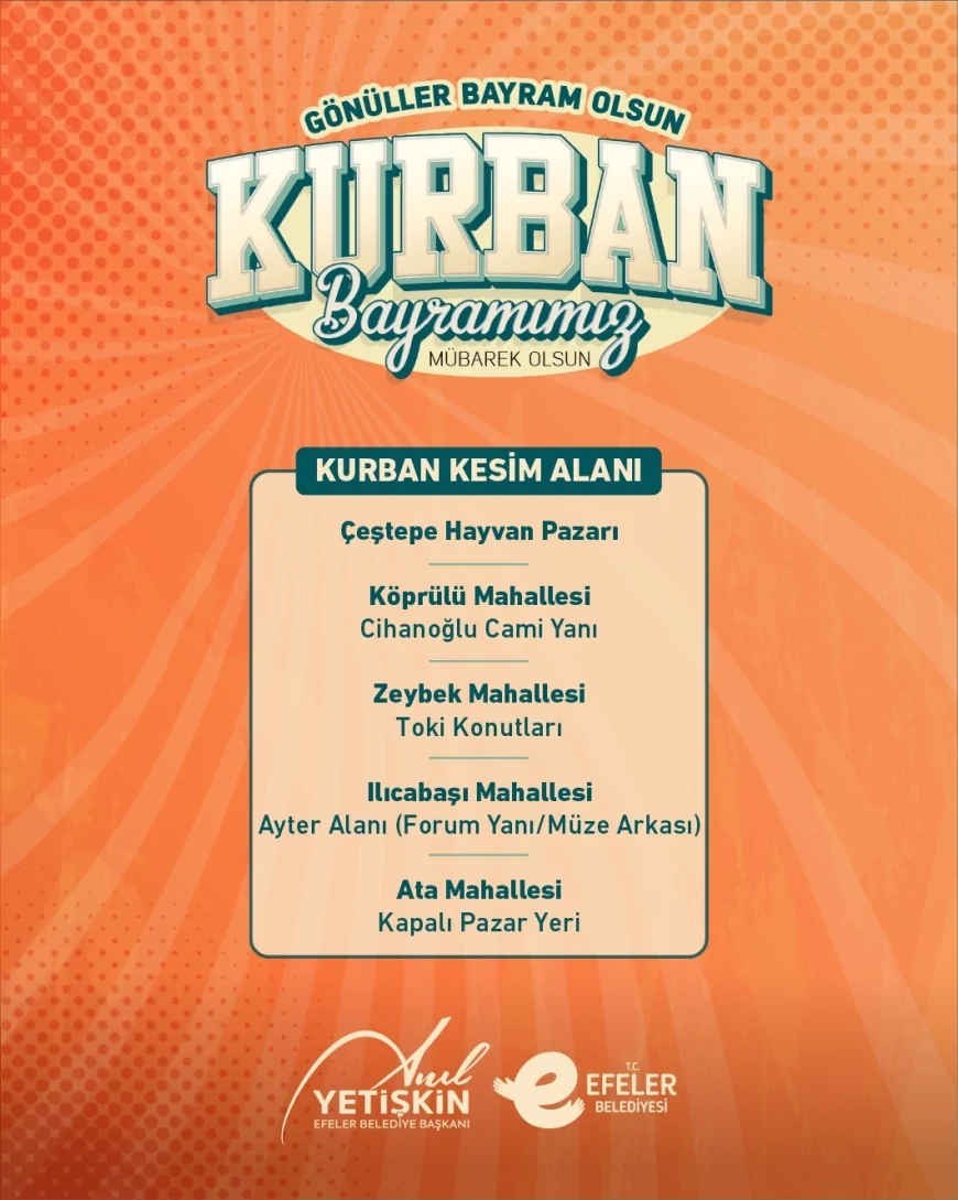 Efeler Belediyesi Kurban Bayramı Öncesi Kesim ve Satış Noktalarını Açıkladı