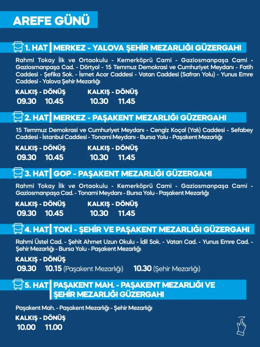 Yalova Belediyesi Kurban Bayramı’nda kabristan ziyaretleri için ücretsiz servis hizmeti başlattı