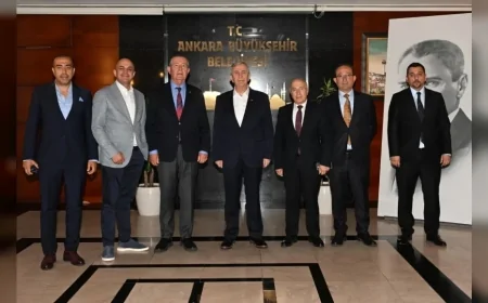 Anadolu OSB Yönetim Kurulu Başkanı Hüseyin Kutsi Tuncay Ankara’nın üretim ve istihdam hedefleri için Mansur Yavaş ile görüştü