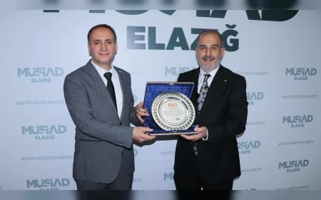 MÜSİAD Elazığ Şube Başkanı Fatih Karakaya’ya Ekonomiye Katkıları Nedeniyle Plaket Takdim Edildi